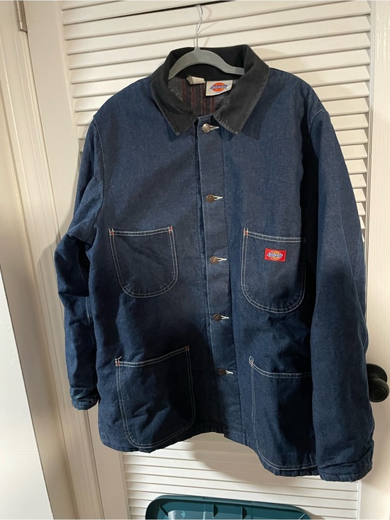 Dickies Other - Dickies Men’s Navy Blue Denim Work Jacket with Black Corduroy Collar